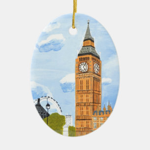 London stora Ben Julgransprydnad Keramik