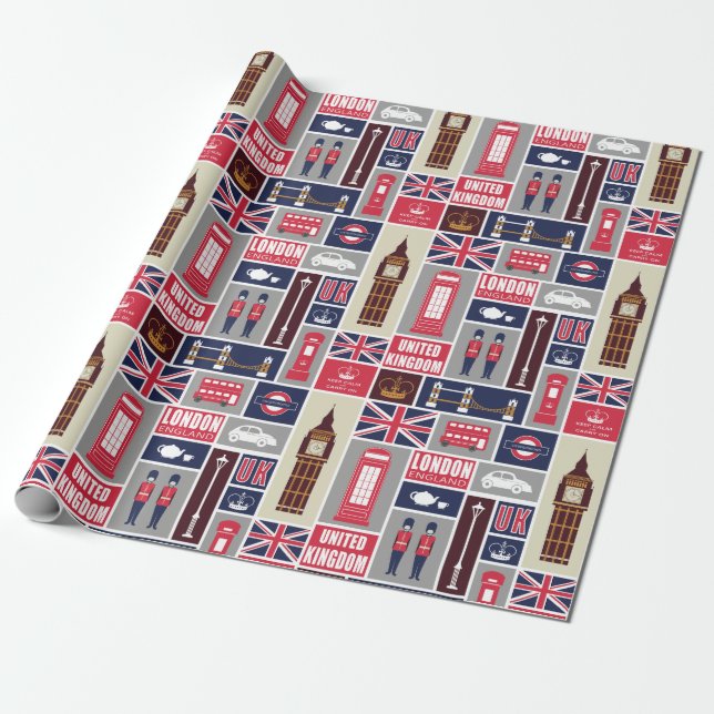 London Storbritannien Ikoner Presentpapper (Utrullad)