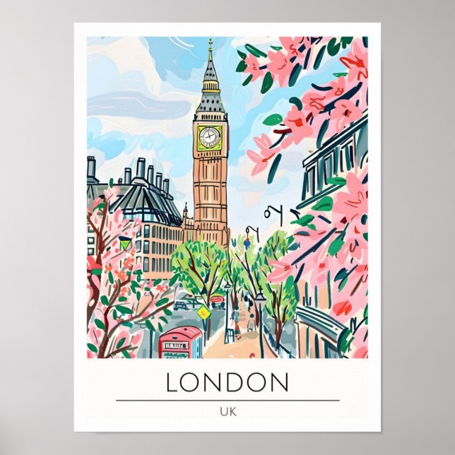 London Storbritannien Konst Illustration Resa Poster (Framsidan)