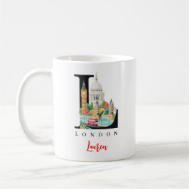 London Storbritannien Monogram Bokstav L Personlig Kaffemugg