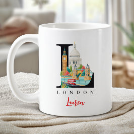London Storbritannien Monogram Bokstav L Personlig Kaffemugg