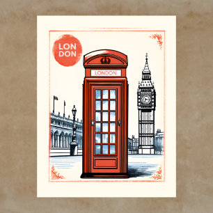 London Storbritannien Resa Rött Telefonkiosk & Big Vykort