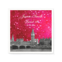 London Storbritannien Siluett Hot Pink Röda Hjärta