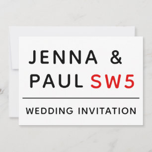 LONDON STREET SIGN WEDDING-INBJUDANDE SPARA DATUMET