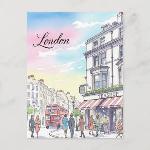 London Street Teashop United Kingdom Travel Vykort