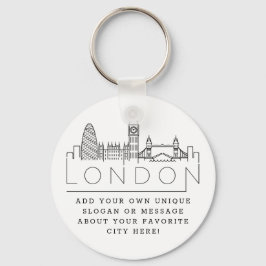London Stylized Skyline | Anpassningsbar Slogan Ke Nyckelring