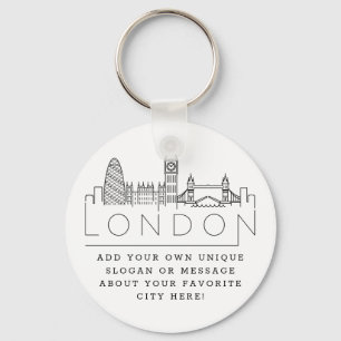 London Stylized Skyline Anpassningsbar Slogan Ke Nyckelring