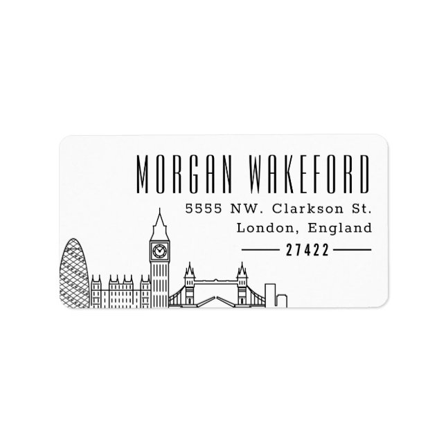 London Stylized Skyline | Stor Returadress Adressetikett (Framsidan)