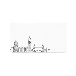 London Stylized Skyline Tom etikett Adressetikett