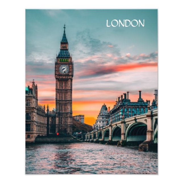London Sunset Silhouette Fototryck (Framsidan)