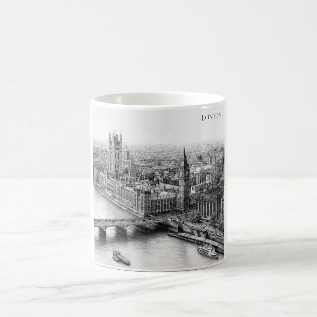 London Svart och Vit Skiss Mugg (Center)