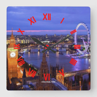 london tar tid på vid highsaltire fyrkantig klocka