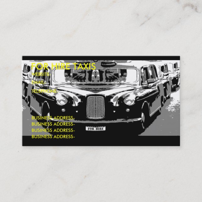 London taxi visitkort (Framsida)
