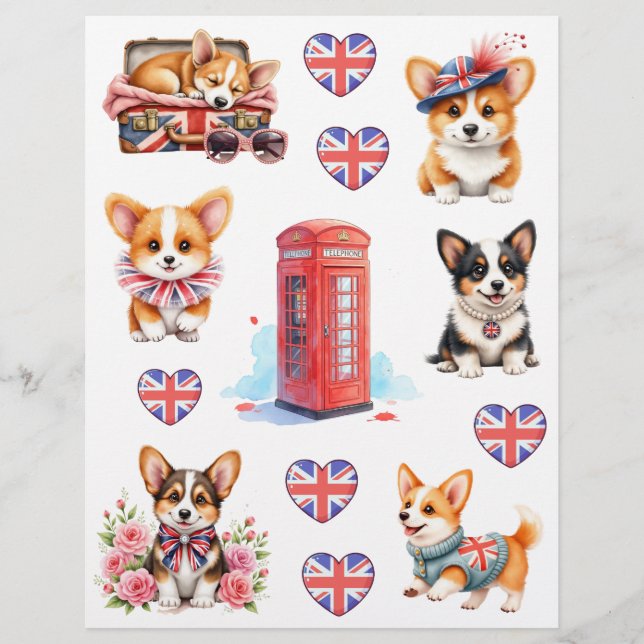London Telefonkiosk och Corgi Scrapbookpapper (Framsida)