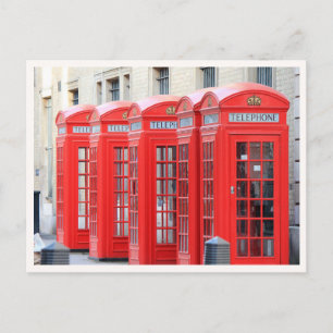 London Telefonkiosker Vintage Röd Foto Hälsning Vykort