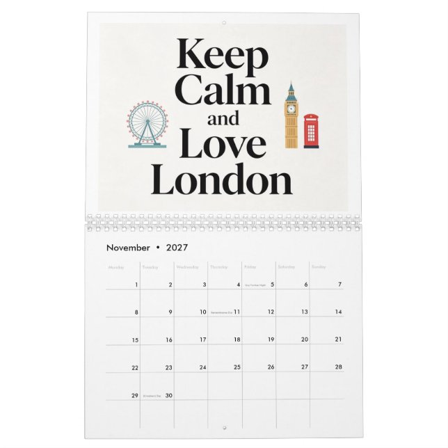London-tema 2027 kalender  (Nov 2027)