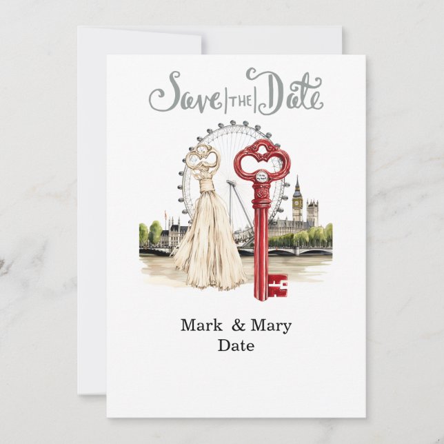 London Tema Kärlek Brev för Älskare Inbjudningar (Framsida)