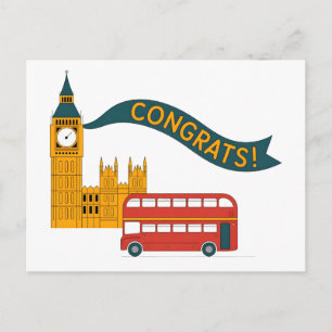 London-tematisk "Grattis!" hälsning med Big Ben Helg Vykort