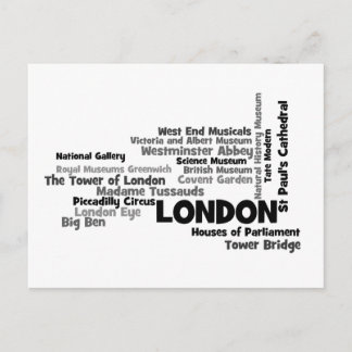 London Text Art Postcard Vykort