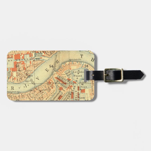 London Thames Vintage Karta Bagagebricka (Horisontell Framsida)