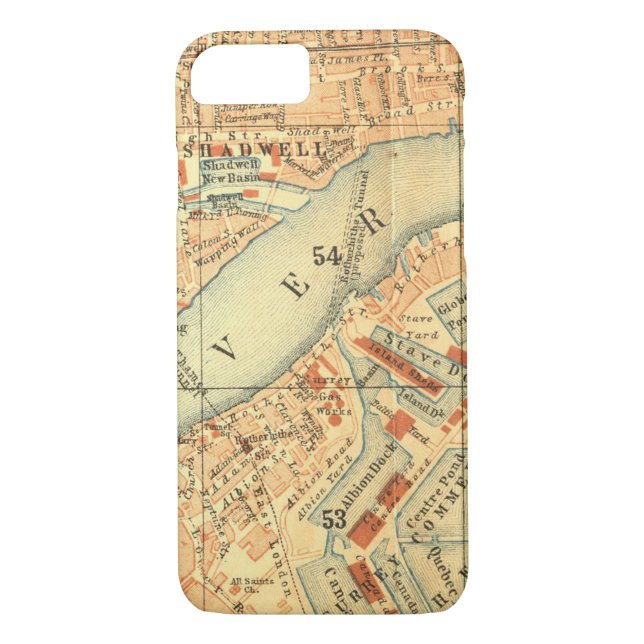 London Thames Vintage Karta Case-Mate iPhone Skal (Baksida)