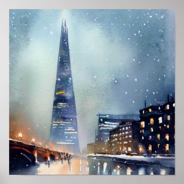 London-The Shard (C), Watercolor Poster (Framsidan)
