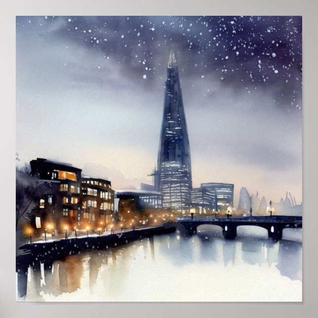 London-The Shard (D), Watercolor Poster (Framsidan)
