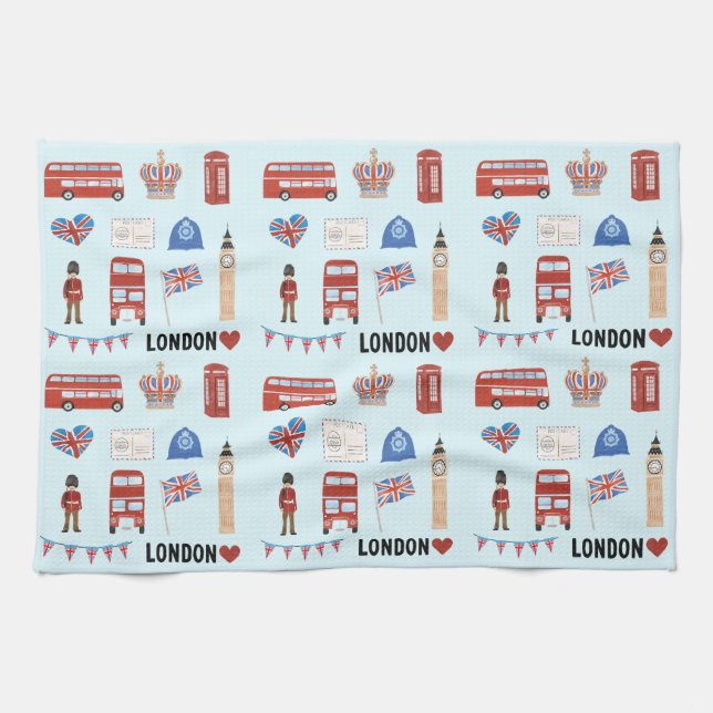 London Theme Kitchen Tea Towel Kökshandduk (Horisontell)