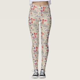 London Themed Seamless mönster med mobila bås Leggings