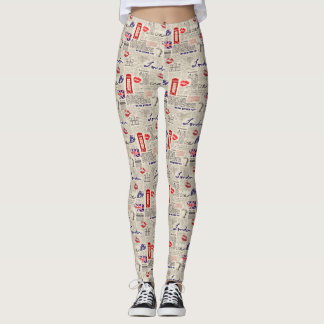 London Themed Seamless mönster med mobila bås Leggings