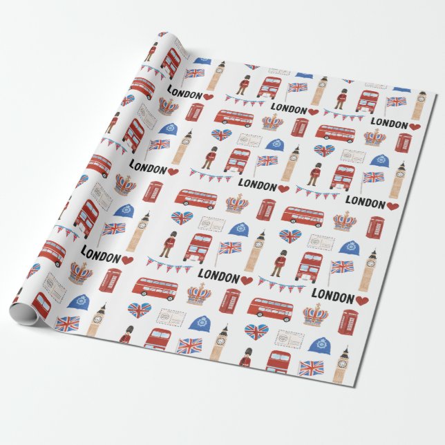 London Thmet Wrapping Papper | London ThLED Gift Presentpapper (Utrullad)
