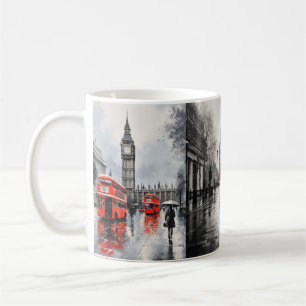 "London-Thned White Ceramic Mugg - Iconic Red Buss