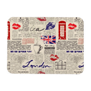 London tidningsmönster magnet
