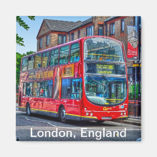 London till Leönskam Red Dubbla-decker Buss UK Magnet
