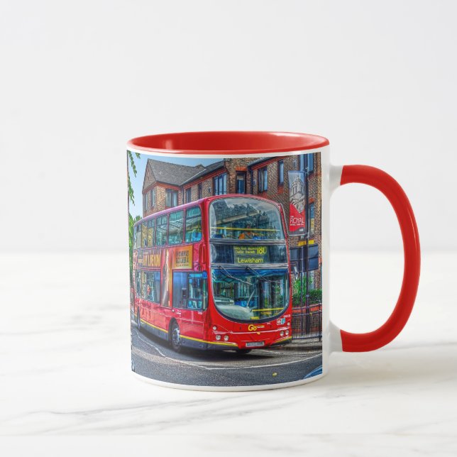London till Leönskam Red Dubbla-decker Buss UK Mugg (Höger)