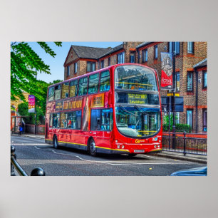 London till Leönskam Red Dubbla-decker Buss UK Poster
