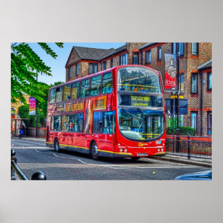 London till Leönskam Red Dubbla-decker Buss UK Poster