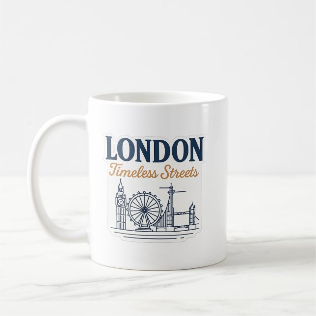London Timeless Streets – Big Ben & Tower Bridge Kaffemugg (Vänster)