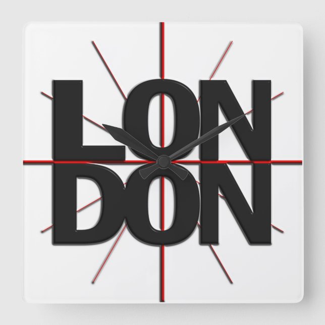London Timezone Wall Clock Fyrkantig Klocka (Framsida)