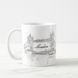 London Torn Bridge Black Bläck Classic Teckning Kaffemugg