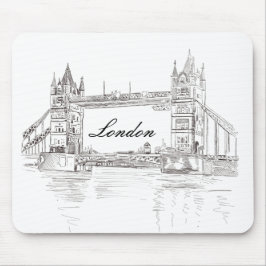 London Torn Bridge Black Bläck Classic Teckning Musmatta