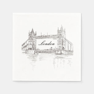 London Torn Bridge Black Bläck Classic Teckning Pappersservett