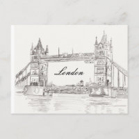 London Torn Bridge Black Bläck Classic Teckning