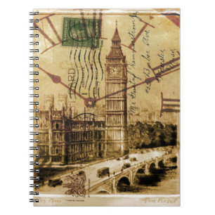 London Torn bridge clocktower big ben Anteckningsbok Med Spiral