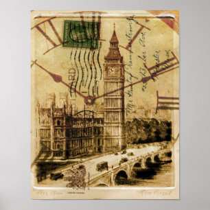 London Torn bridge clocktower big ben Poster