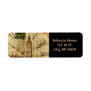 London Torn bridge clocktower big ben Returadress Etikett
