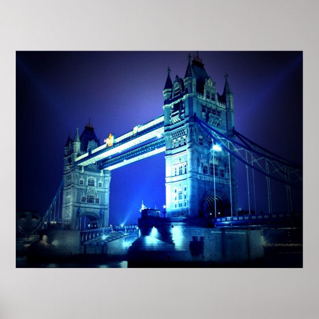 London Torn Bridge i Blue Night Poster (Framsidan)