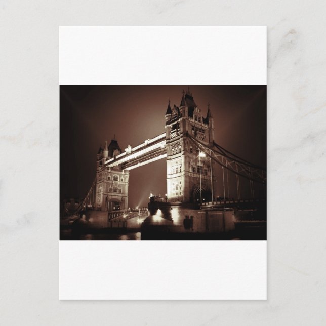 London Torn Bridge i natt Vykort (Framsida)
