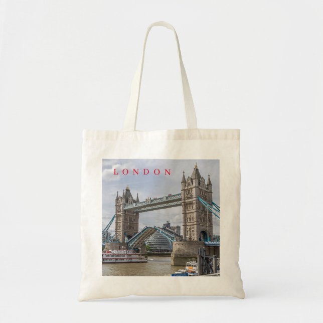 London Torn Bridge lyfte vy till väskan Tygkasse (Framsidan)