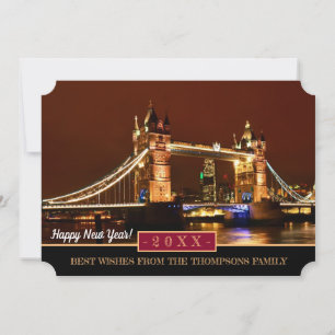 London, Torn Bridge och Gott nytt år! Önskemål-kor Julkort